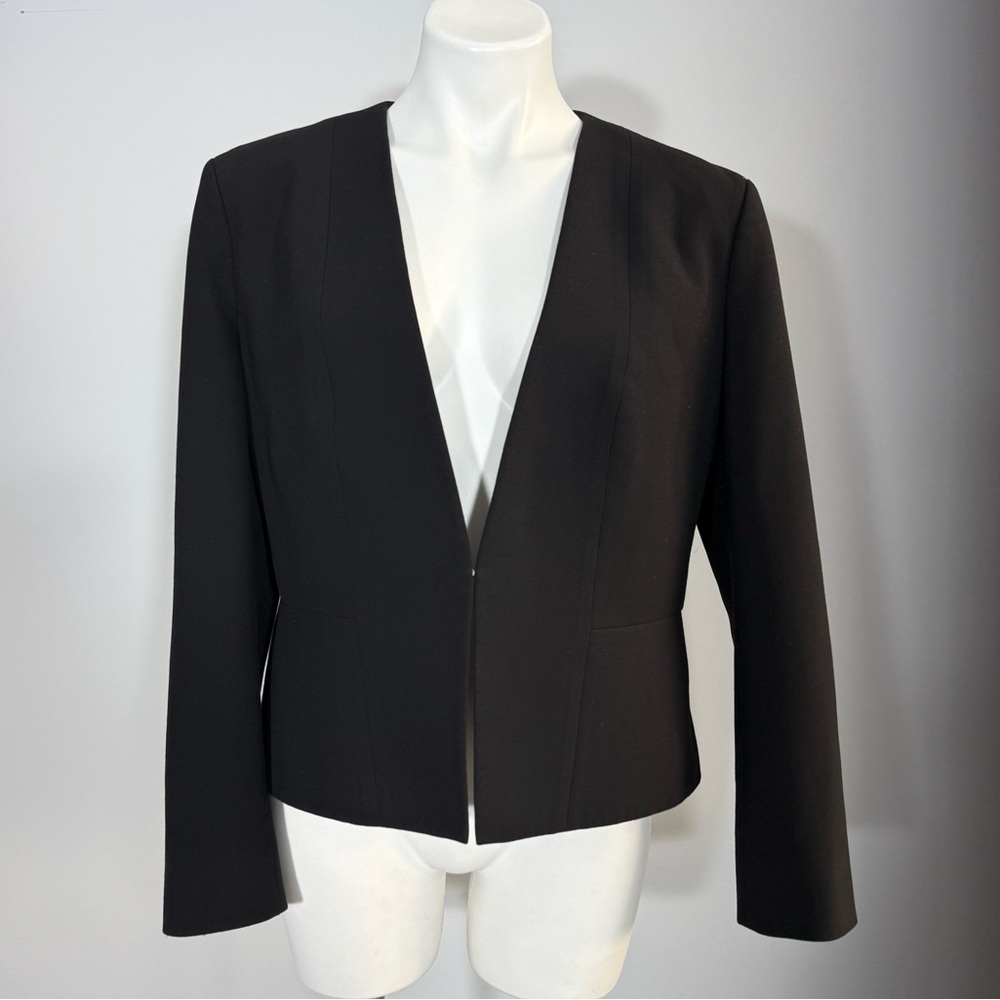 HUGO BOSS Women's Boss Jemida Jacket Blazer In Black US 12 Collarless Wool Blend - Picture 4 of 16